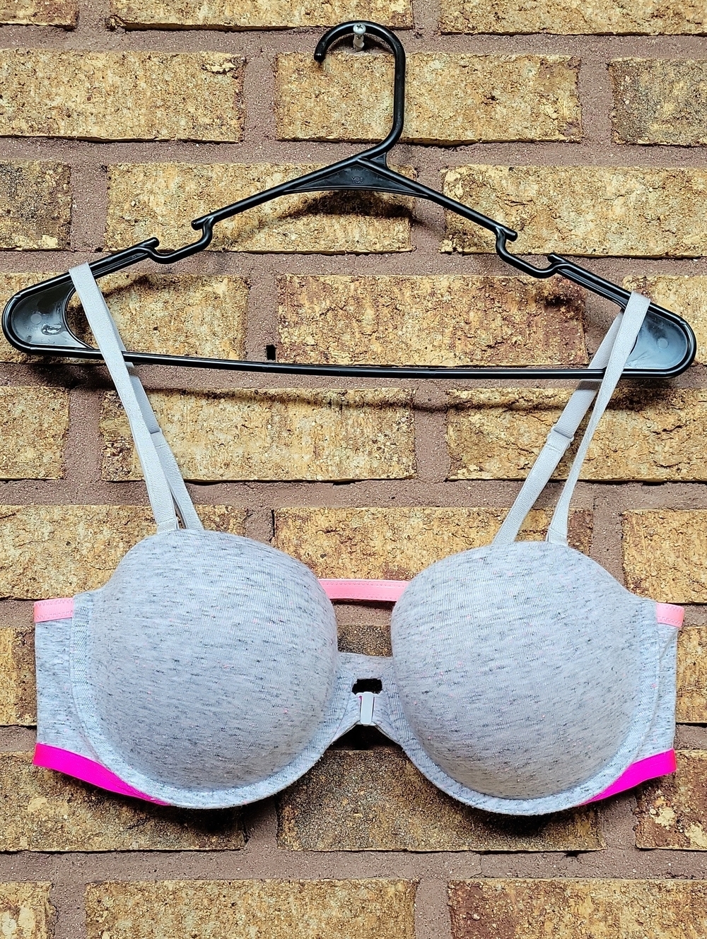 Victoria's Secret Push Up Bra Grey Pink Speckles Mutli Color Straps 38C